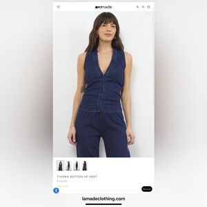 Revolve x LAmade Dark Blue Denim Vest - Small - New with Tags NWT